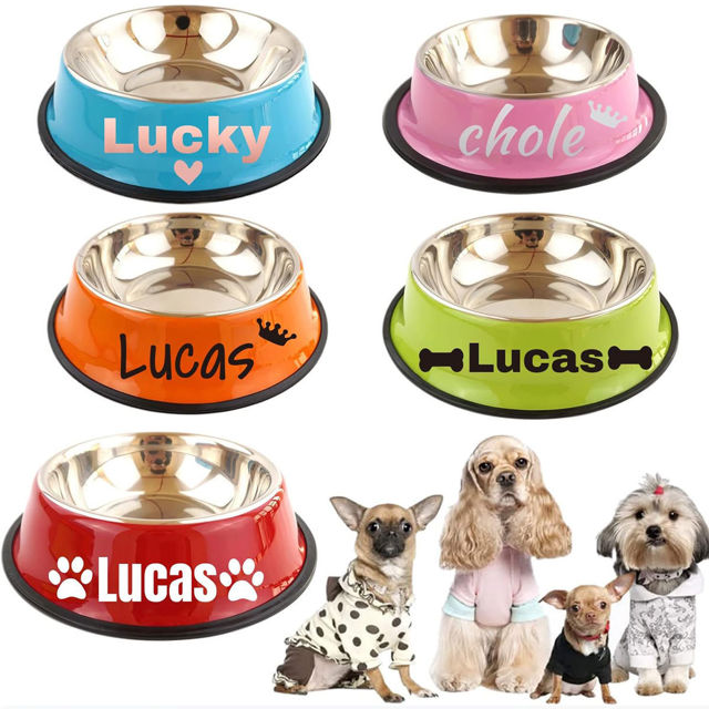 Picture of Custom Stainless Steel Pet bowls with Name - Personalized Water Bowls for Pets - Best Gift for Pet Person