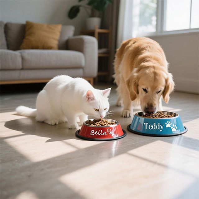 Picture of Custom Stainless Steel Pet bowls with Name - Personalized Water Bowls for Pets - Best Gift for Pet Person