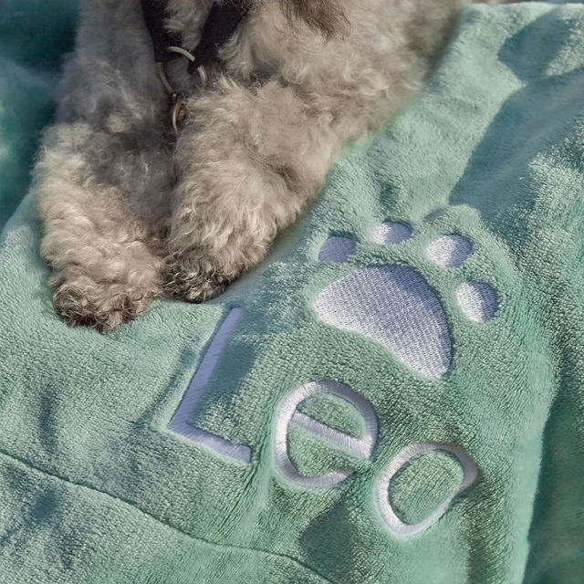 Picture of Custom Embroidered Sherpa Fleece Blanket for Pet - Personalized Pet Blanket with Name