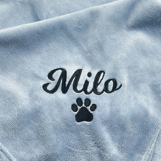 Picture of Personalized Embroidered Flannel Blanket for Pet - Custom Pet Blanket with Embroidered Name - Gift for Pet Person