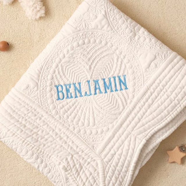 Picture of Custom Baby Name Blanket - Embroidered Letter Blanket - Custom Embroidered Baby Blanket