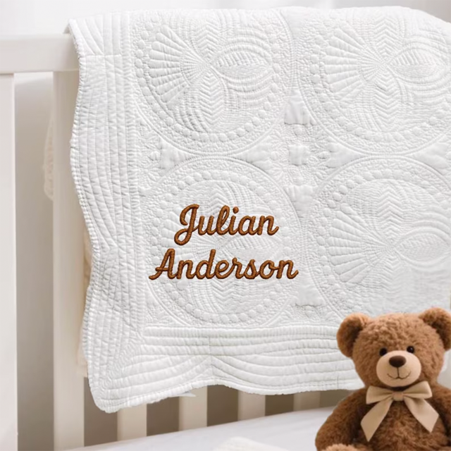 Picture of Custom Baby Name Blanket - Embroidered Letter Blanket - Custom Embroidered Baby Blanket