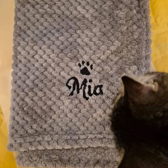 Picture of Custom Embroidered Flannel Blanket for Pets - Custom Dog or Cat Nap Blanket with Name