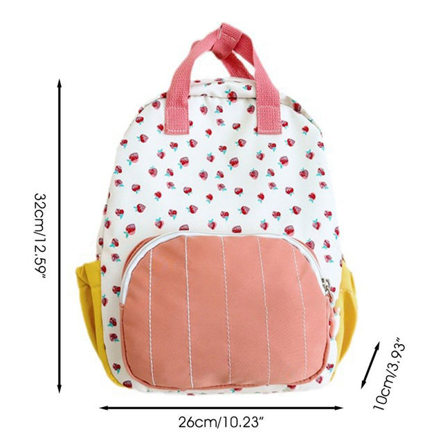 Picture of Custom Embroidered Name Backpack - Custom Strawberry Print Canvas Backpack - Personalized Name Backpack