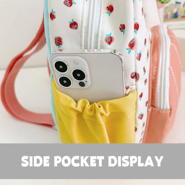 Picture of Custom Embroidered Name Backpack - Custom Strawberry Print Canvas Backpack - Personalized Name Backpack