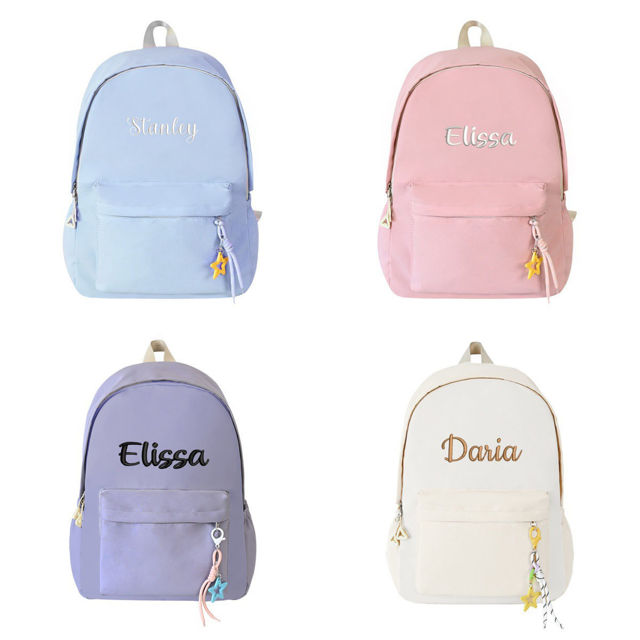 Picture of Custom Embroidered School Bag with Name - School Backpack for Kids - Back to School Gift