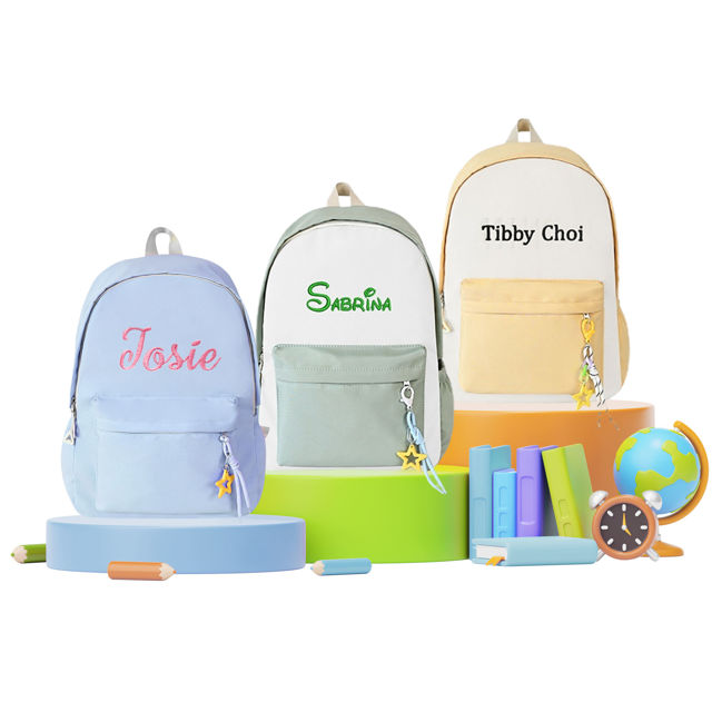 Picture of Custom Embroidered School Bag with Name - School Backpack for Kids - Back to School Gift