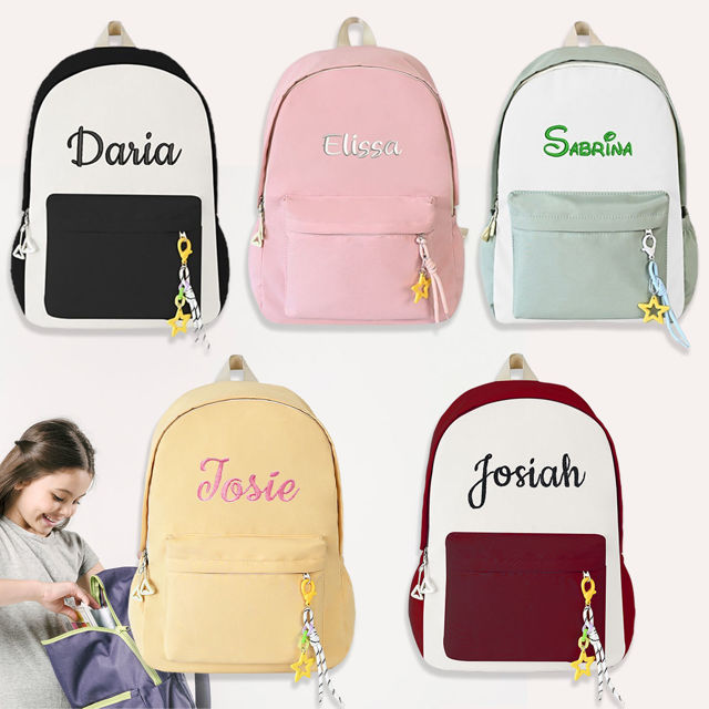 Picture of Custom Embroidered School Bag with Name - School Backpack for Kids - Back to School Gift