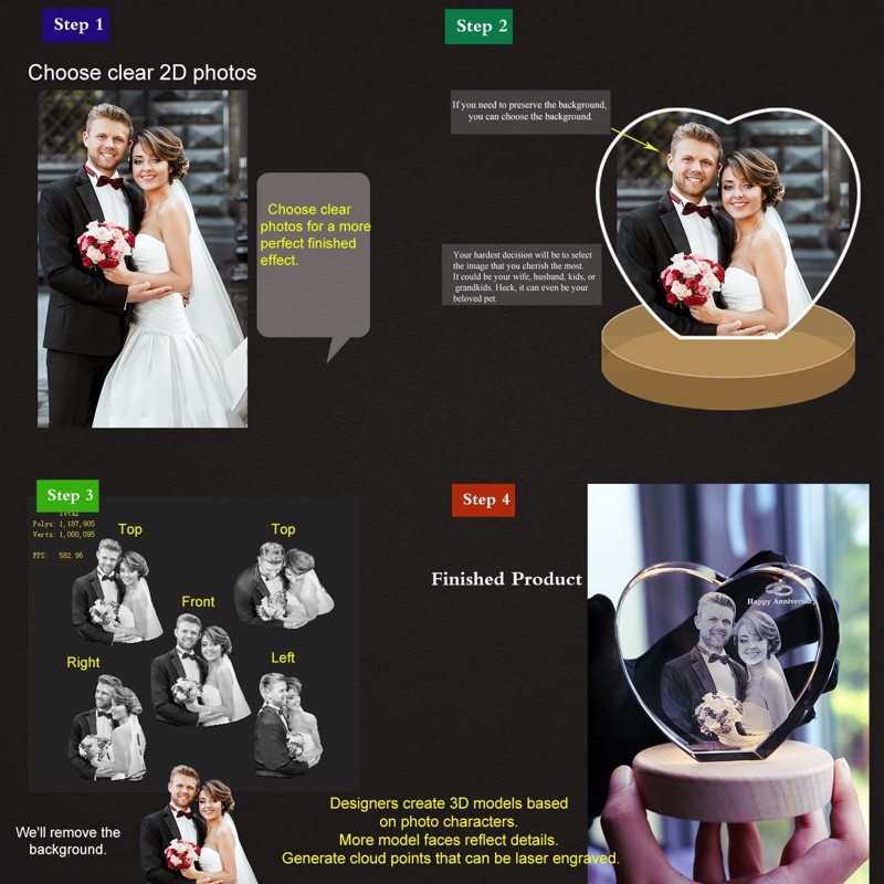 Picture of Custom 3D Crystal Photo in Heart