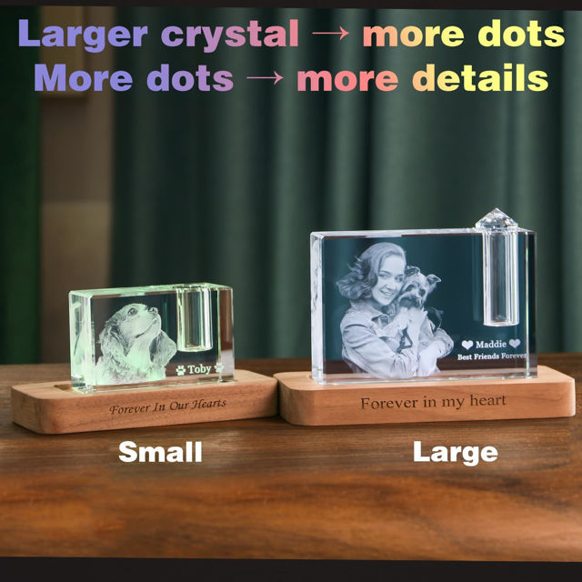 Picture of Personalized 3D Crystal Photo Rectangle – Custom Dog or Cat Memorial Gift – Engraved Crystal Keepsake with Your Photo
