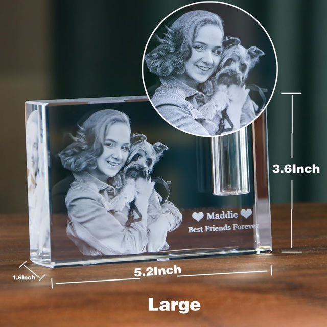 Picture of Personalized 3D Crystal Photo Rectangle – Custom Dog or Cat Memorial Gift – Engraved Crystal Keepsake with Your Photo