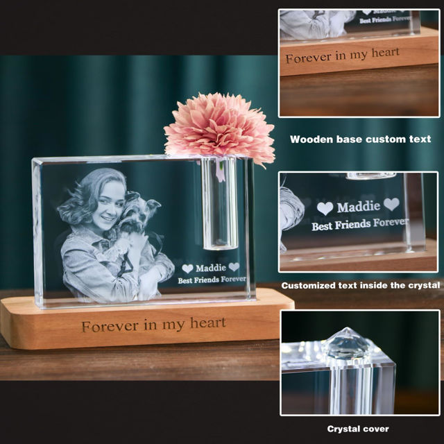 Picture of Personalized 3D Crystal Photo Rectangle – Custom Dog or Cat Memorial Gift – Engraved Crystal Keepsake with Your Photo