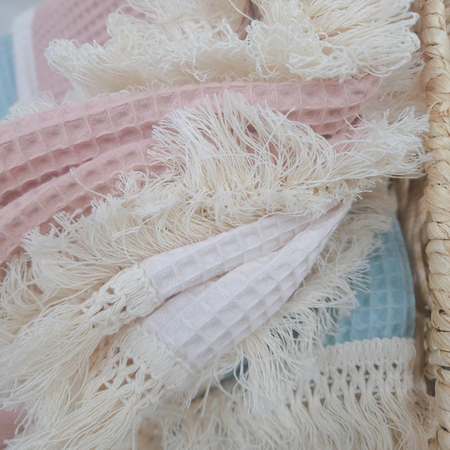 Picture of Custom Embroidered Baby Blanket - Custom Embroidered Baby Blanket - Custom Waffle Tassel Blanket
