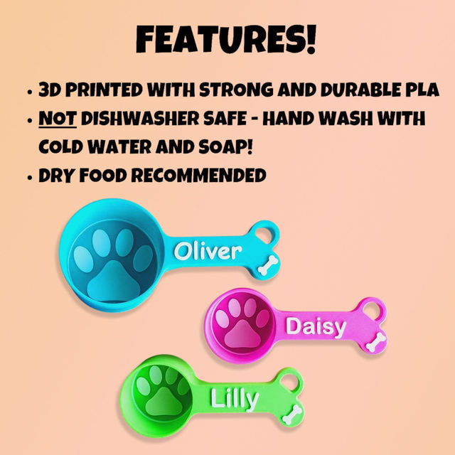 Picture of Custom Pet Food Scoop - Personalized PLA 3D Printed Dog/Cat Food Scoop with Name  - Best Gift for Pet Person