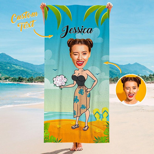 Picture of Personalized Beach Towel - Personalized Towel Wrap - Gift for Girlfriend