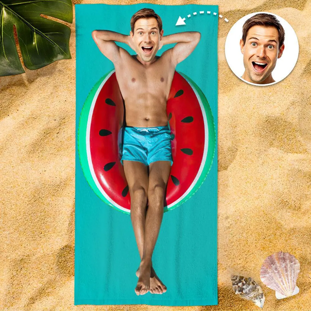 Picture of Personalized Beach Towel - Personalized Towel Wrap - Watermelon Swim Ring