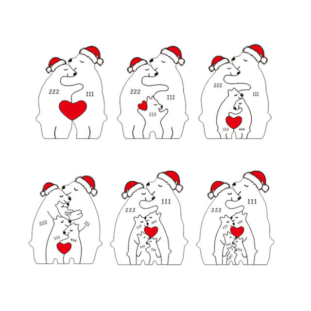 Picture of Personalized Wooden Christmas Bear Family Puzzle - Family Keepsake Home Decor Gift - Christmas Gift for Family