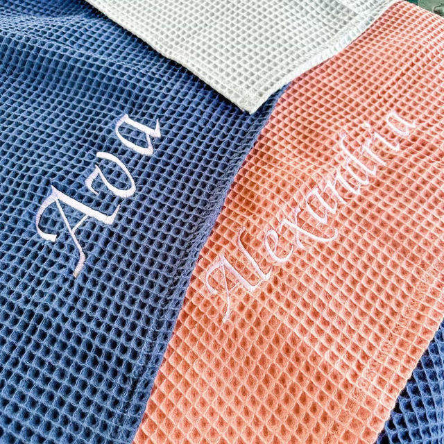 Picture of Personalized Kids Embroidered Hooded Bath Towel - Custom Waffle Beach Towel - Custom Waffle Cotton Bath Towel