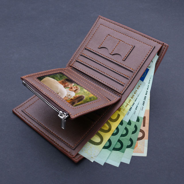 Picture of Custom Engraved Photo Men's Wallet - Personalized Name Wallet for Dads - Nice Birthday and Father's Day Gift