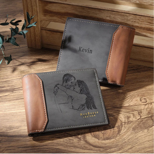 Picture of Custom Photo Wallets for Men - Personalized Name Wallet for Dads - Nice Father's Day Gift