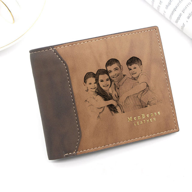 Picture of Custom Photo Wallets for Men - Personalized Name Wallet for Dads - Nice Father's Day Gift