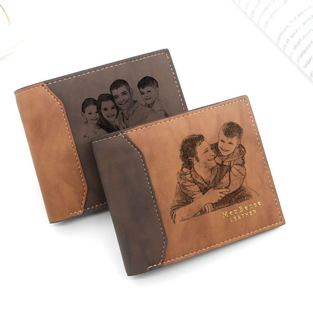 Picture of Custom Photo Wallets for Men - Personalized Name Wallet for Dads - Nice Father's Day Gift