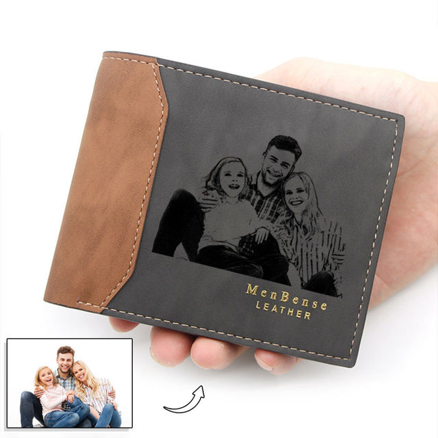 Picture of Custom Photo Wallets for Men - Personalized Name Wallet for Dads - Nice Father's Day Gift