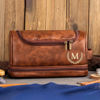Picture of Custom Double Layer Leather Toiletry Bag - Personalized Groomsmen Gifts - Travel Bag For Men