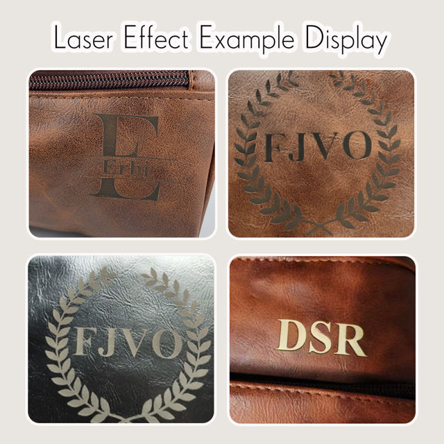 Picture of Custom Double Layer Leather Toiletry Bag - Personalized Groomsmen Gifts - Travel Bag For Men