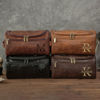 Picture of Custom Leather Toiletry Bag for Men - Personalized Groomsmen Gifts - Men's Leather Toiletry Bags - Travel Bag For Men