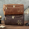 Picture of Custom Leather Toiletry Bag for Men - Personalized Groomsmen Gifts - Men's Leather Toiletry Bags - Travel Bag For Men