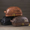Picture of Custom Double Layer Leather Toiletry Bag for Men - Personalized Groomsmen Gifts - Gift for Dad