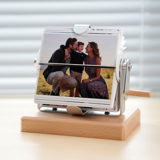 Picture of Custom Photo Flipbook - Personalised Flip Album with Wooden Base - Home Decor