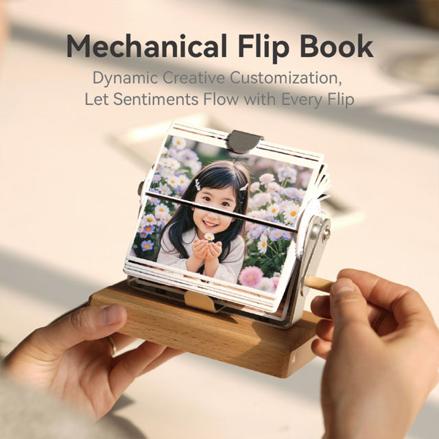 Picture of Custom Photo Flipbook - Personalised Flip Album with Wooden Base - Home Decor