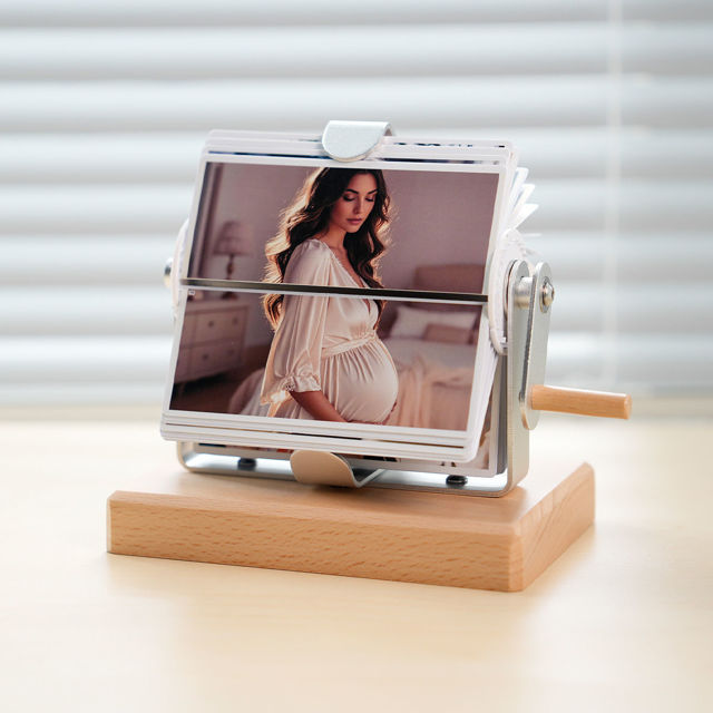 Picture of Custom Photo Flipbook - Personalised Flip Album with Wooden Base - Home Decor