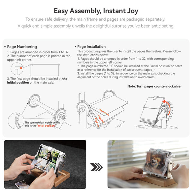 Picture of Custom Photo Flipbook - Personalised Flip Album with Wooden Base - Home Decor