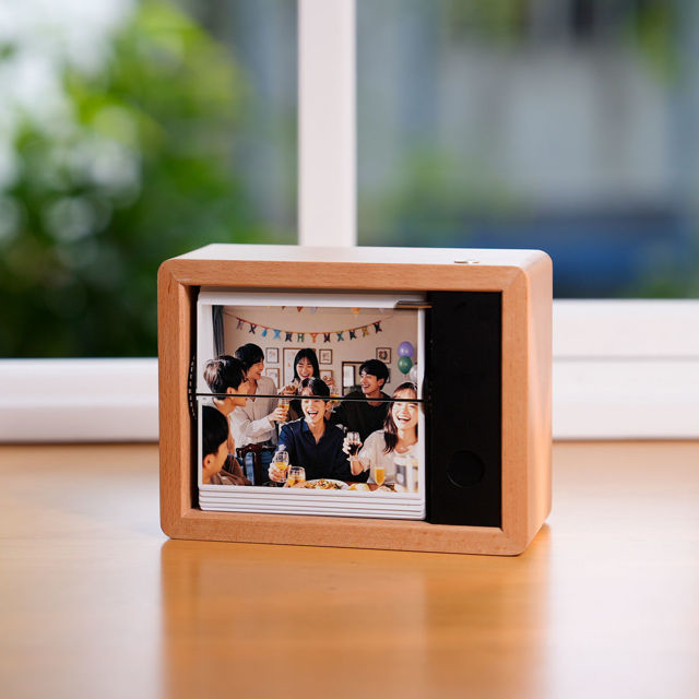 Picture of Custom Motorized Flip Book - Auto Page Turning - Rechargeable Personalised Flip Album with Wooden Frame - Home Decor