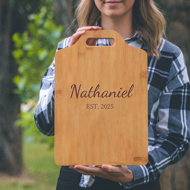 Picture of Personalized Single Name Cutting Board - Custom Cutting Board for Lovely Person - Best Anniversary Gift