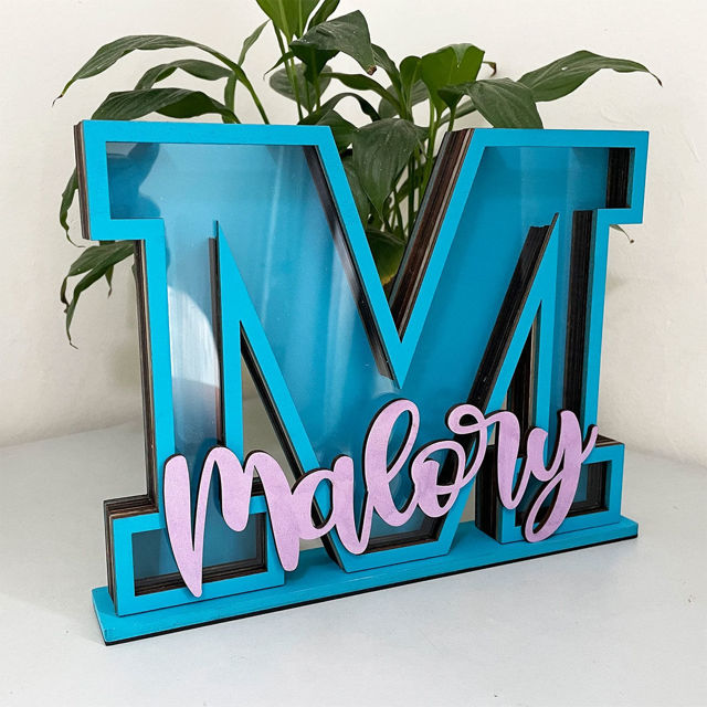 Picture of Personalized Wooden Letter Piggy Bank - Custom Name Coin Bank for Kids & Adults - Decorative Alphabet Money Box Gift