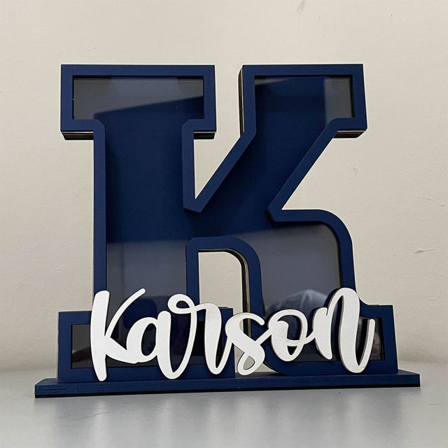 Picture of Personalized Wooden Letter Piggy Bank - Custom Name Coin Bank for Kids & Adults - Decorative Alphabet Money Box Gift