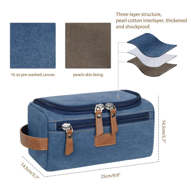 Picture of Custom Canvas Toiletry Bag for Men - Personalized Bags for Groomsmen - Travel Bag For Him