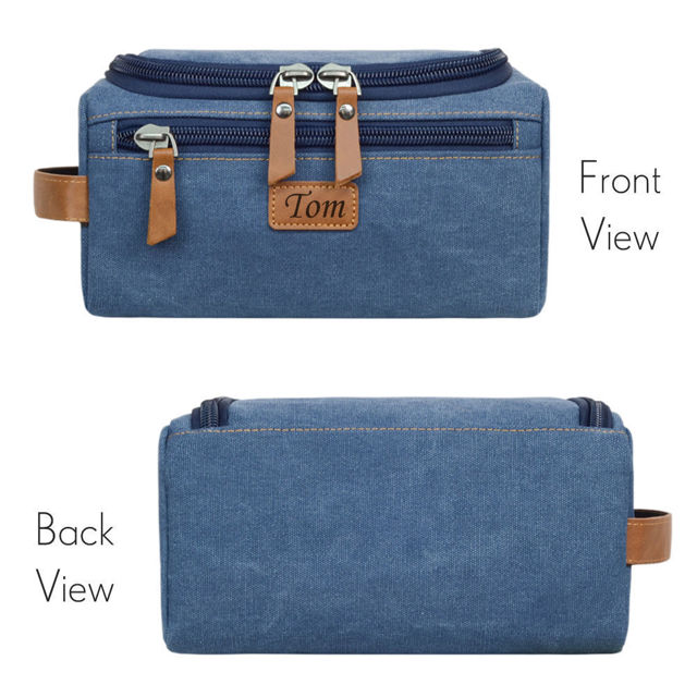 Picture of Custom Canvas Toiletry Bag for Men - Personalized Bags for Groomsmen - Travel Bag For Him