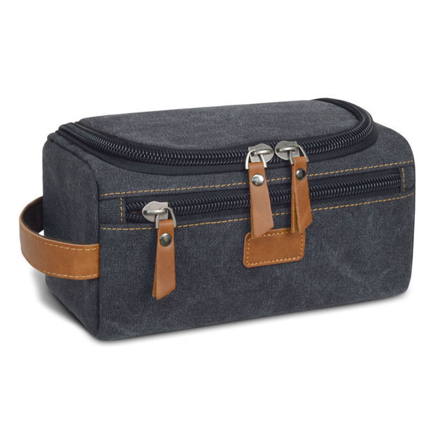 Picture of Custom Canvas Toiletry Bag for Men - Personalized Bags for Groomsmen - Travel Bag For Him