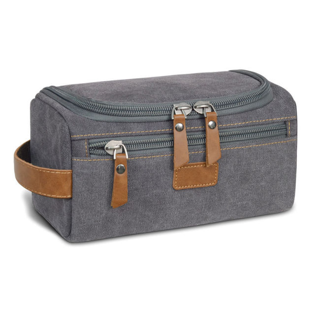 Picture of Custom Canvas Toiletry Bag for Men - Personalized Bags for Groomsmen - Travel Bag For Him