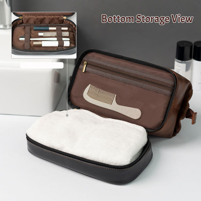 Picture of Custom PU Leather Toiletry Bag - Travel Bags For Men - Father's Day Gifts - Birthday Gift