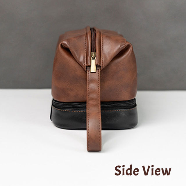 Picture of Custom PU Leather Toiletry Bag - Travel Bags For Men - Father's Day Gifts - Birthday Gift