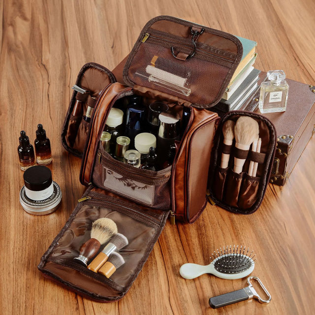 Picture of Custom Large Capacity PU Leather Toiletry Bag - Travel Bag For Men - Father's Day Gift - Groomsmen Gifts