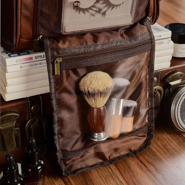 Picture of Custom Large Capacity PU Leather Toiletry Bag - Travel Bag For Men - Father's Day Gift - Groomsmen Gifts