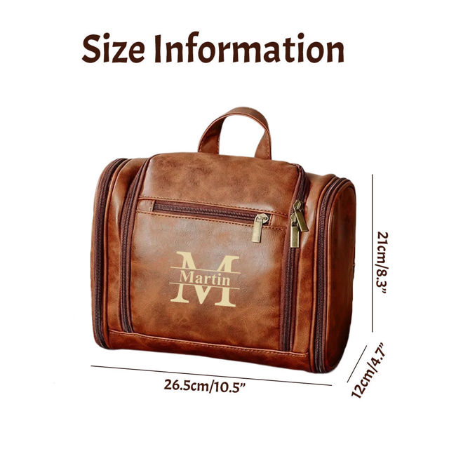 Picture of Custom Large Capacity PU Leather Toiletry Bag - Travel Bag For Men - Father's Day Gift - Groomsmen Gifts