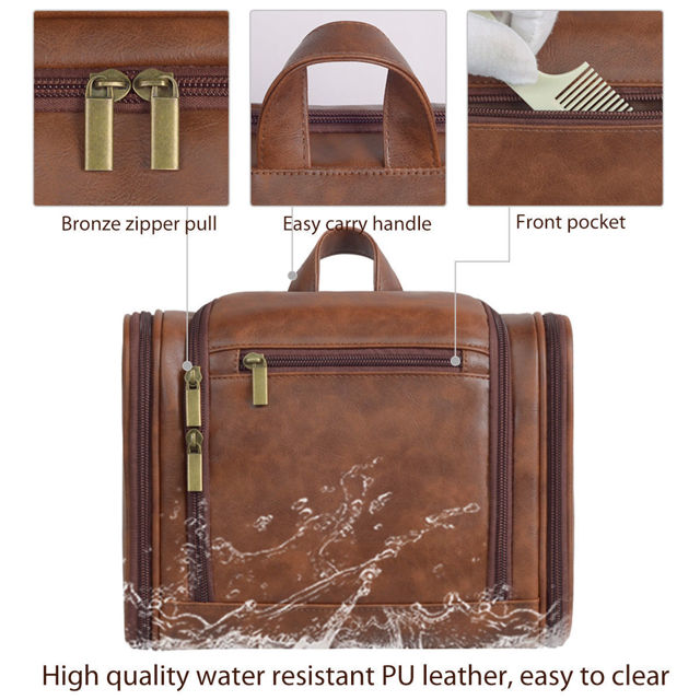 Picture of Custom Large Capacity PU Leather Toiletry Bag - Travel Bag For Men - Father's Day Gift - Groomsmen Gifts
